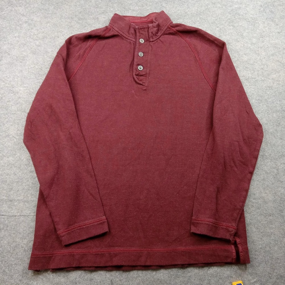 Tommy Bahama Shirt Mens Large Red Long Sleeve Henley 100% Cotton Casual